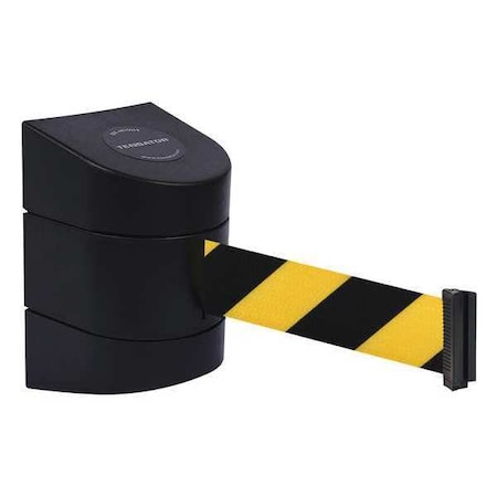 Barrier Post with Belt, Black, 15 ft Length, 5-1/2