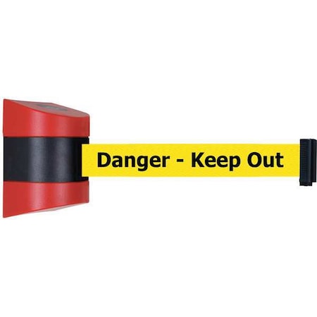 Retractable Belt Barrier, 15 ft Length, Danger Keep Out, Red MPN:897-15-S-21-NO-YDX-C
