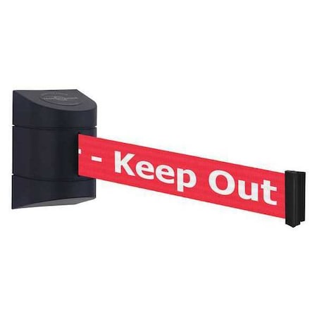 Barrier Post with Belt, Black, 15 ft Length, 5-1/2