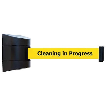 Retractable Belt Barrier, 15 ft Length, Cleaning in Progress, Black MPN:897-15-S-33-NO-YCX-C