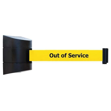 Retractable Belt Barrier, 15 ft Length, Out of Service, Black MPN:897-15-S-33-NO-YEX-C
