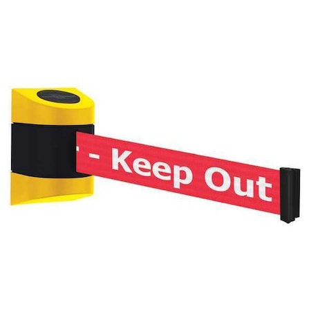 Barrier Post with Belt, Yellow, 15 ft Length, 5-1/2