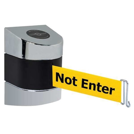 Retractable Belt Barrier, 15 ft Length, Caution Do Not Enter, Polished chrome MPN:897-15-W-1P-NO-YAX-A