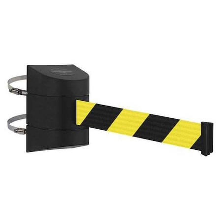 Barrier Post with Belt, Black, 24 ft Length, 7-1/2
