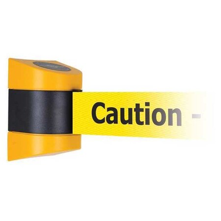 Barrier Post with Belt, Yellow, 24 ft Length, 7-1/2