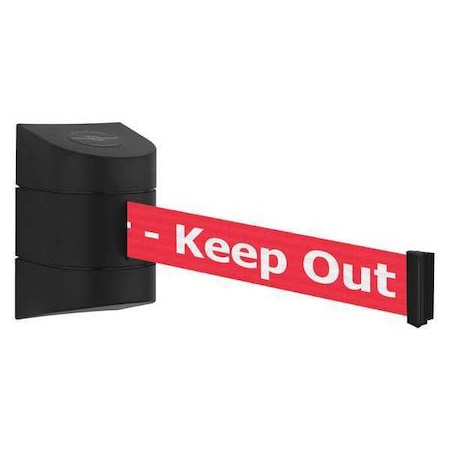 Barrier Post with Belt, Black, 30 ft Length, 7-1/2