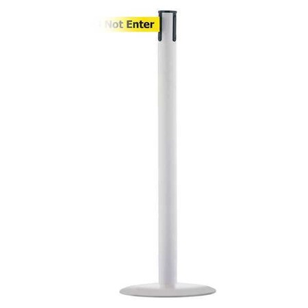 Barrier Post with Belt, White, 7 1/2 ft Length, 38 in Post Height, Caution Do Not Enter, White MPN:MARINEPOST-32-STD-NO-YAX-C