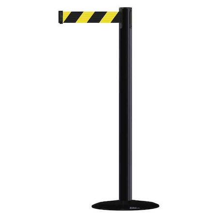 Barrier Post with Belt, Black, 7 1/2 ft Length, 38 in Post Height, No Legend, Black MPN:MARINEPOST-33-STD-NO-D4X-C