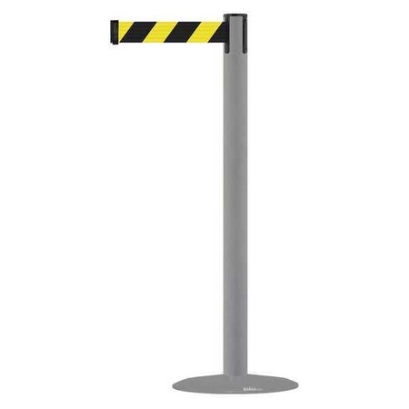 Barrier Post with Belt, Gray, 7 1/2 ft Length, 38 in Post Height, No Legend, Gray MPN:MARINEPOST-36-STD-NO-D4X-C