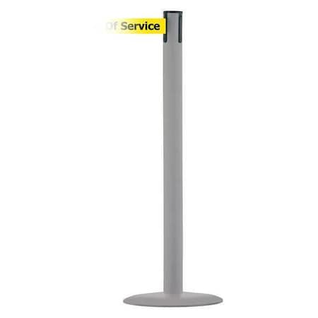 Barrier Post with Belt, Gray, 7 1/2 ft Length, 38 in Post Height, Out of Service, Gray MPN:MARINEPOST-36-STD-NO-YEX-C