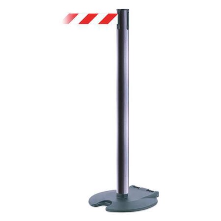 Barrier Post with Belt, Red/White Diagonal, 7 1/2 ft Length, 38 in Post Height, No Legend MPN:RB1-73-73-STD-NO-D3X-C