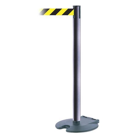 Barrier Post with Belt, Black/Yellow Diagonal, 7 1/2 ft Length, 38 in Post Height, No Legend MPN:RB1-73-73-STD-NO-D4X-C