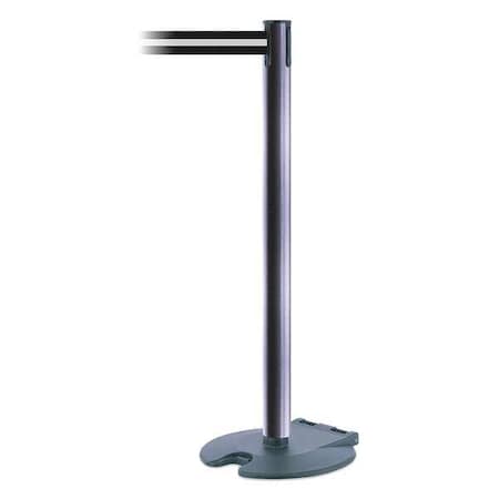 Barrier Post with Belt, Black/White Horizontal, 7 1/2 ft Length, 38 in Post Height, No Legend MPN:RB1-73-73-STD-NO-S3X-C