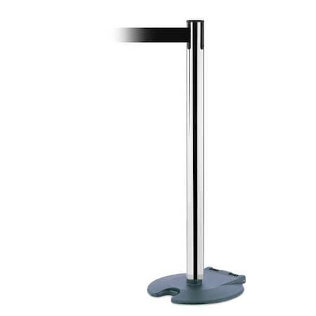 Barrier Post with Belt, 7 1/2 ft Length, 38 in Post Height, No Legend, Black Wrinkle MPN:RB1-89-1P-STD-NO-B9X-C