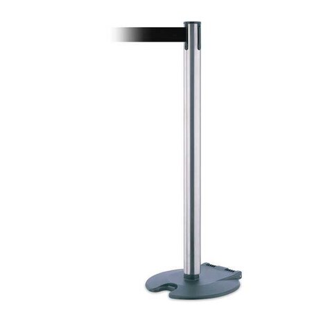Barrier Post with Belt, 13 ft Length, 38 in Post Height, No Legend, Black Wrinkle MPN:RB1-89-1S-MAX-NO-B9X-C