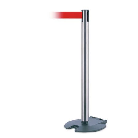 Barrier Post with Belt, 7 1/2 ft Length, 38 in Post Height, No Legend, Black Wrinkle MPN:RB1-89-1S-STD-NO-R5X-C