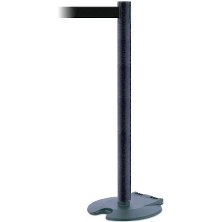 Barrier Post with Belt, Black, 7 1/2 ft Length, 38 in Post Height, No Legend, Black Wrinkle MPN:RB1-89-89-STD-NO-B9X-C