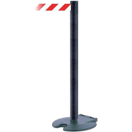 Barrier Post with Belt, Red/White Diagonal, 7 1/2 ft Length, 38 in Post Height, No Legend MPN:RB1-89-89-STD-NO-D3X-C