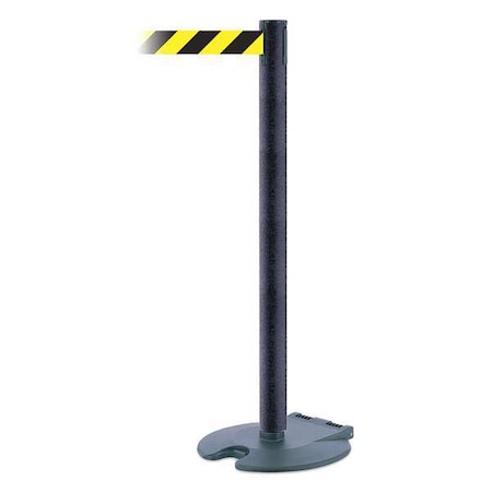 Barrier Post with Belt, Black/Yellow Diagonal, 7 1/2 ft Length, 38 in Post Height, No Legend MPN:RB1-89-89-STD-NO-D4X-C