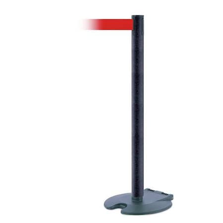 Barrier Post with Belt, 7 1/2 ft Length, 38 in Post Height, No Legend, Black Wrinkle MPN:RB1-89-89-STD-NO-R5X-C