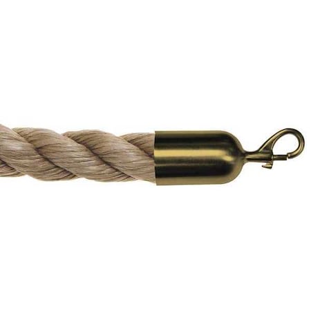 Rope Barrier, Color of rope is natural, 8 ft Length, Unfinished MPN:ROPE-HEMP-50-08/0-2-SNAP-2S