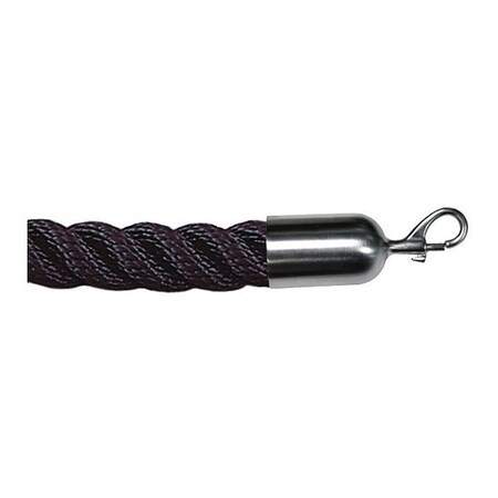Rope Barrier, Twisted Nylon, Black Finish MPN:ROPE-TWST-33-04/0-2-SNAP-1S