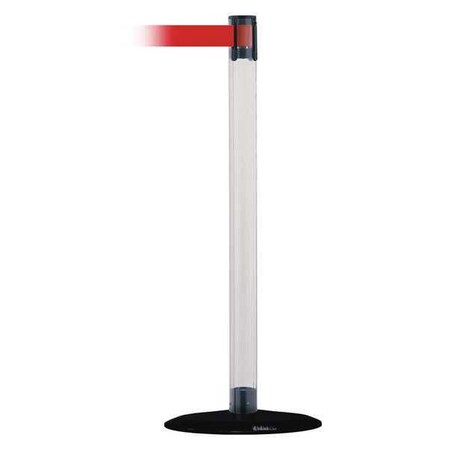 Barrier Post with Belt, 7 1/2 ft Length, 38 in Post Height, No Legend, Black MPN:TCLB-33-STD-NO-R5X-C