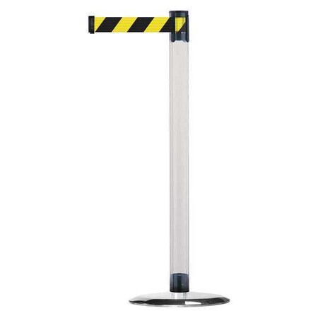 Barrier Post with Belt, 13 ft Length, 38 in Post Height, No Legend, Polished chrome MPN:TCLU-1P-MAX-NO-D4X-C