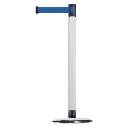Barrier Post with Belt, 13 ft Length, 38 in Post Height, No Legend, Polished chrome MPN:TCLU-1P-MAX-NO-L5X-C