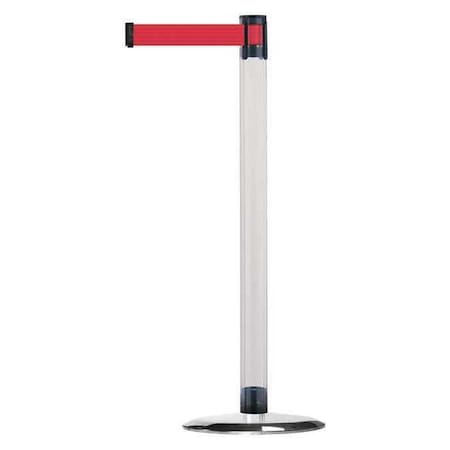 Barrier Post with Belt, 13 ft Length, 38 in Post Height, No Legend, Polished chrome MPN:TCLU-1P-MAX-NO-R5X-C