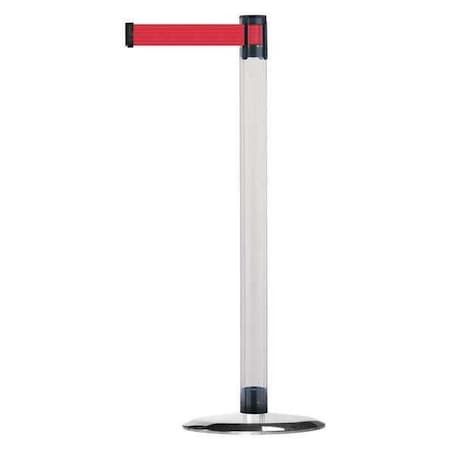 Barrier Post with Belt, 7 1/2 ft Length, 38 in Post Height, No Legend, Polished chrome MPN:TCLU-1P-STD-NO-R5X-C
