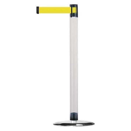 Barrier Post with Belt, 7 1/2 ft Length, 38 in Post Height, No Legend, Polished chrome MPN:TCLU-1P-STD-NO-Y5X-C