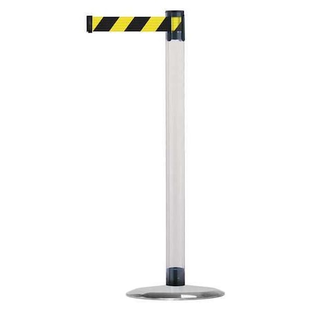 Barrier Post with Belt, 13 ft Length, 38 in Post Height, No Legend, Satin Chrome MPN:TCLU-1S-MAX-NO-D4X-C