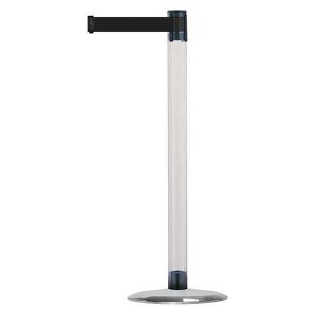 Barrier Post with Belt, 7 1/2 ft Length, 38 in Post Height, No Legend, Satin Chrome MPN:TCLU-1S-STD-NO-B9X-C