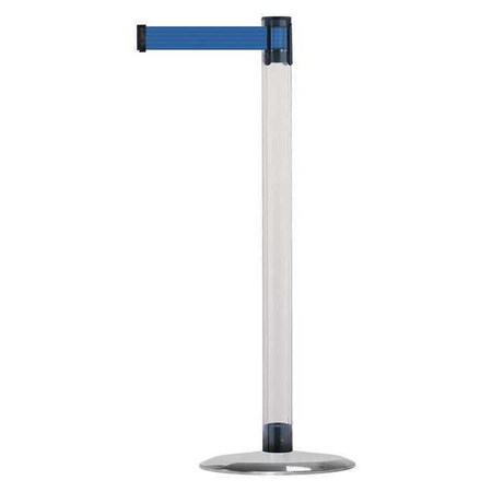 Barrier Post with Belt, 7 1/2 ft Length, 38 in Post Height, No Legend, Satin Chrome MPN:TCLU-1S-STD-NO-L5X-C