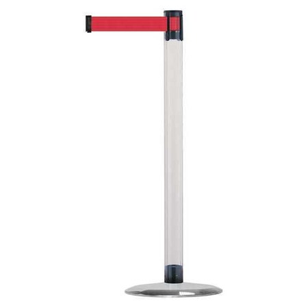 Barrier Post with Belt, 7 1/2 ft Length, 38 in Post Height, No Legend, Satin Chrome MPN:TCLU-1S-STD-NO-R5X-C