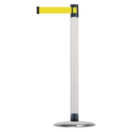 Barrier Post with Belt, 7 1/2 ft Length, 38 in Post Height, No Legend, Satin Chrome MPN:TCLU-1S-STD-NO-Y5X-C