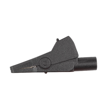 Small Fully Insulated Crocodile Clip, Male Banana Plug, 57mm, Black MPN:A034B