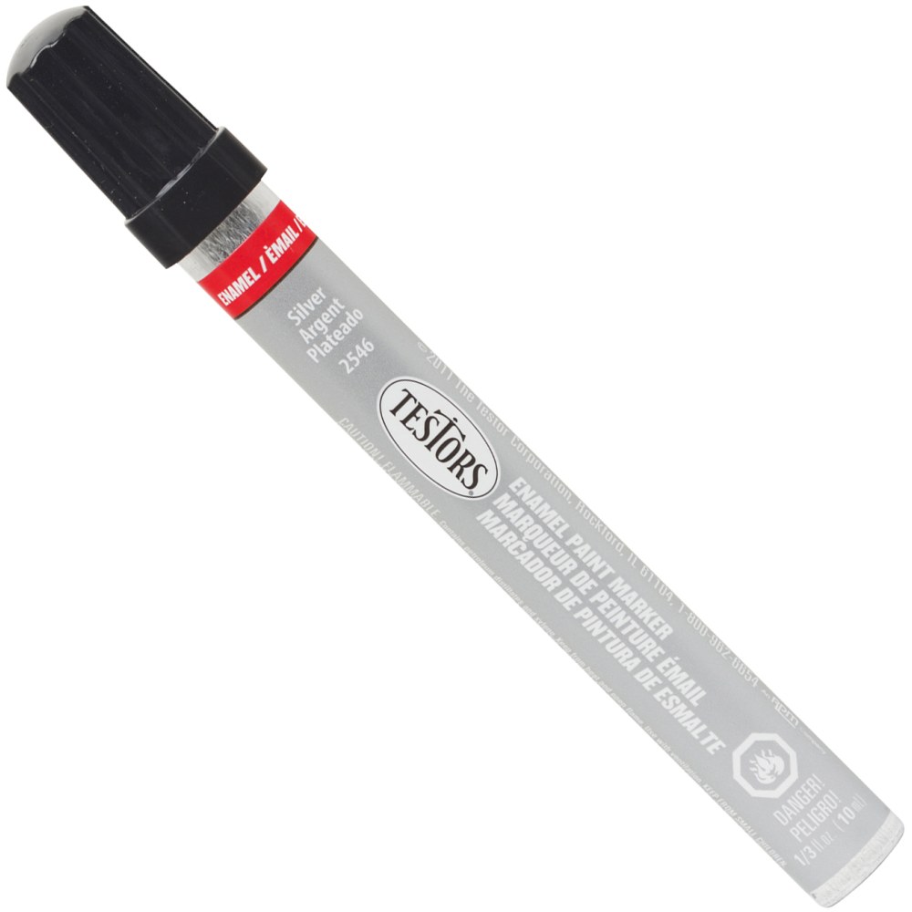 Testors Enamel Markers, 5-5/8in, Silver, Pack Of 12 Markers MPN:2546