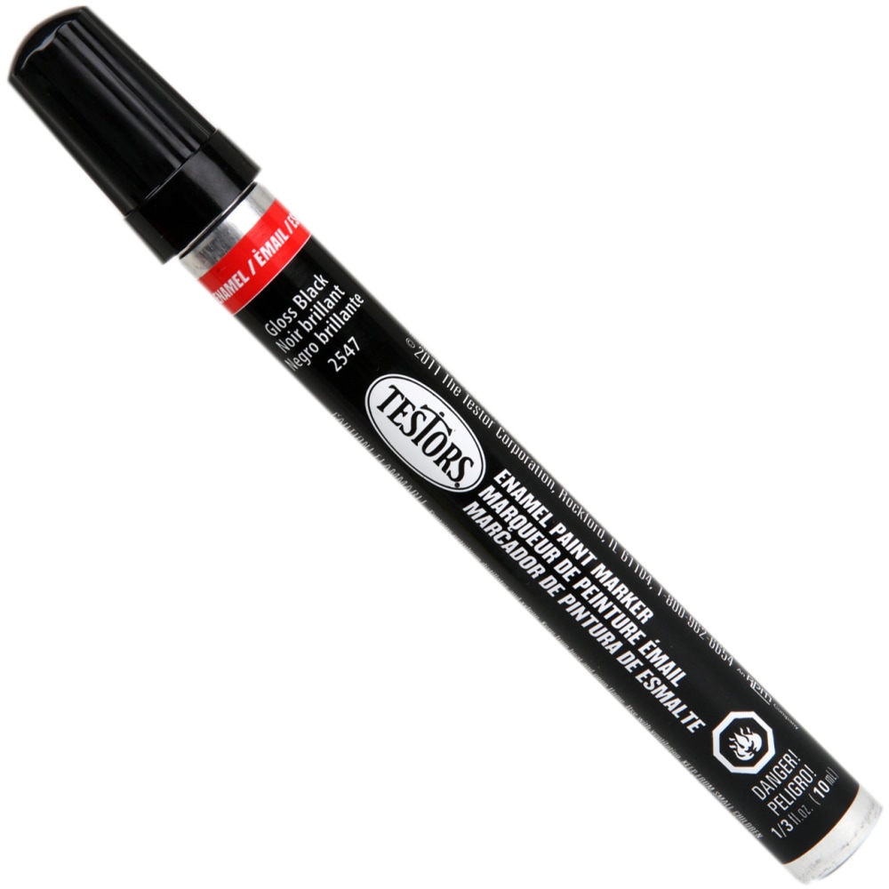 Testors Enamel Markers, 5-5/8in, Black, Pack Of 12 Markers MPN:2547