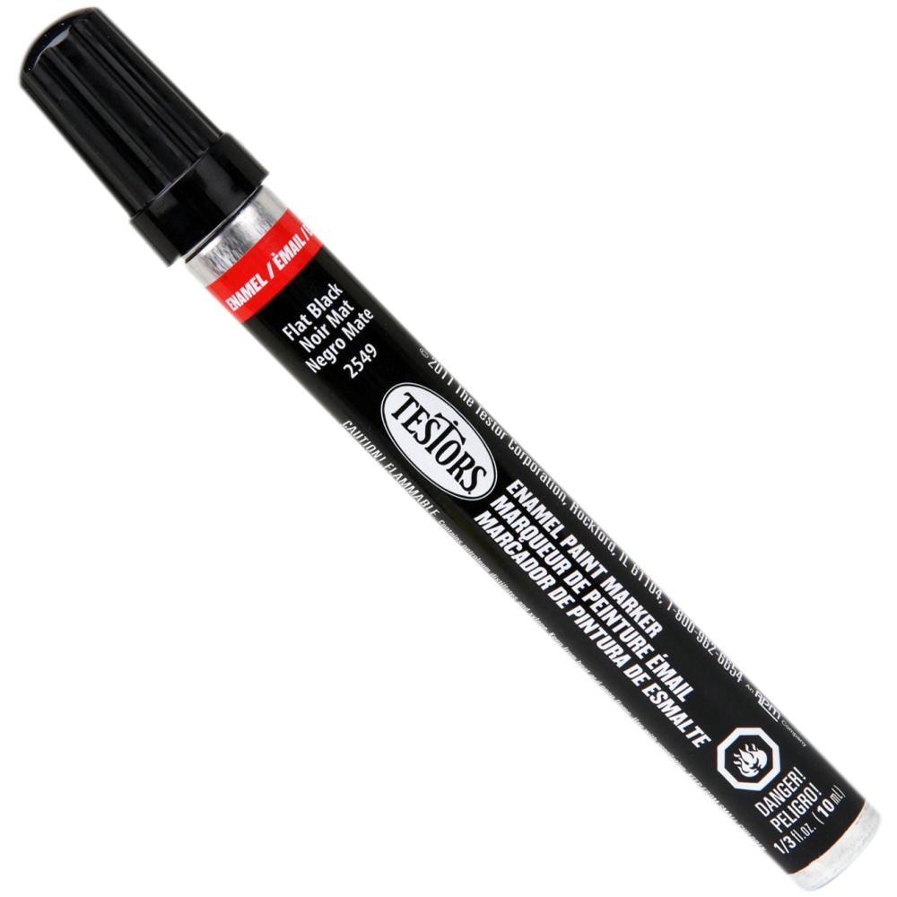 Testors Enamel Markers, 5-5/8in, Flat Black, Pack Of 12 Markers MPN:2549