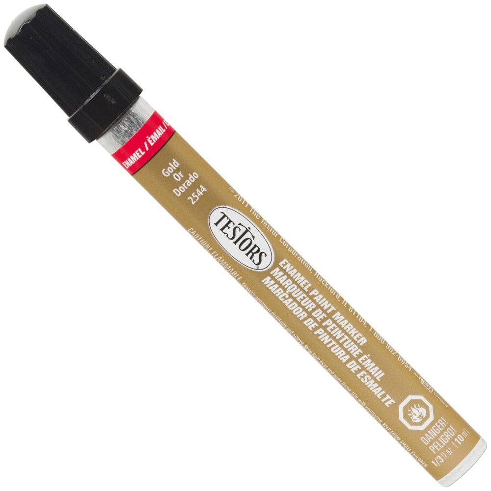 Testors Enamel Markers, 5-5/8in, Gold, Pack Of 12 Markers MPN:2544