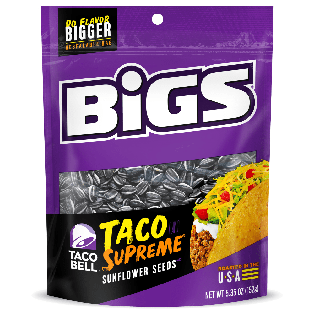 Bigs Taco Bell Taco Supreme Sunflower Seed Bags, 5.35 Oz, Pack of 12 Seed Bags MPN:TFL01273