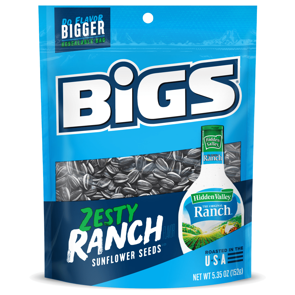 Bigs Zesty Ranch Sunflower Seed Bags, 5.35 Oz, Pack Of 12 Seed Bags MPN:TFL55005