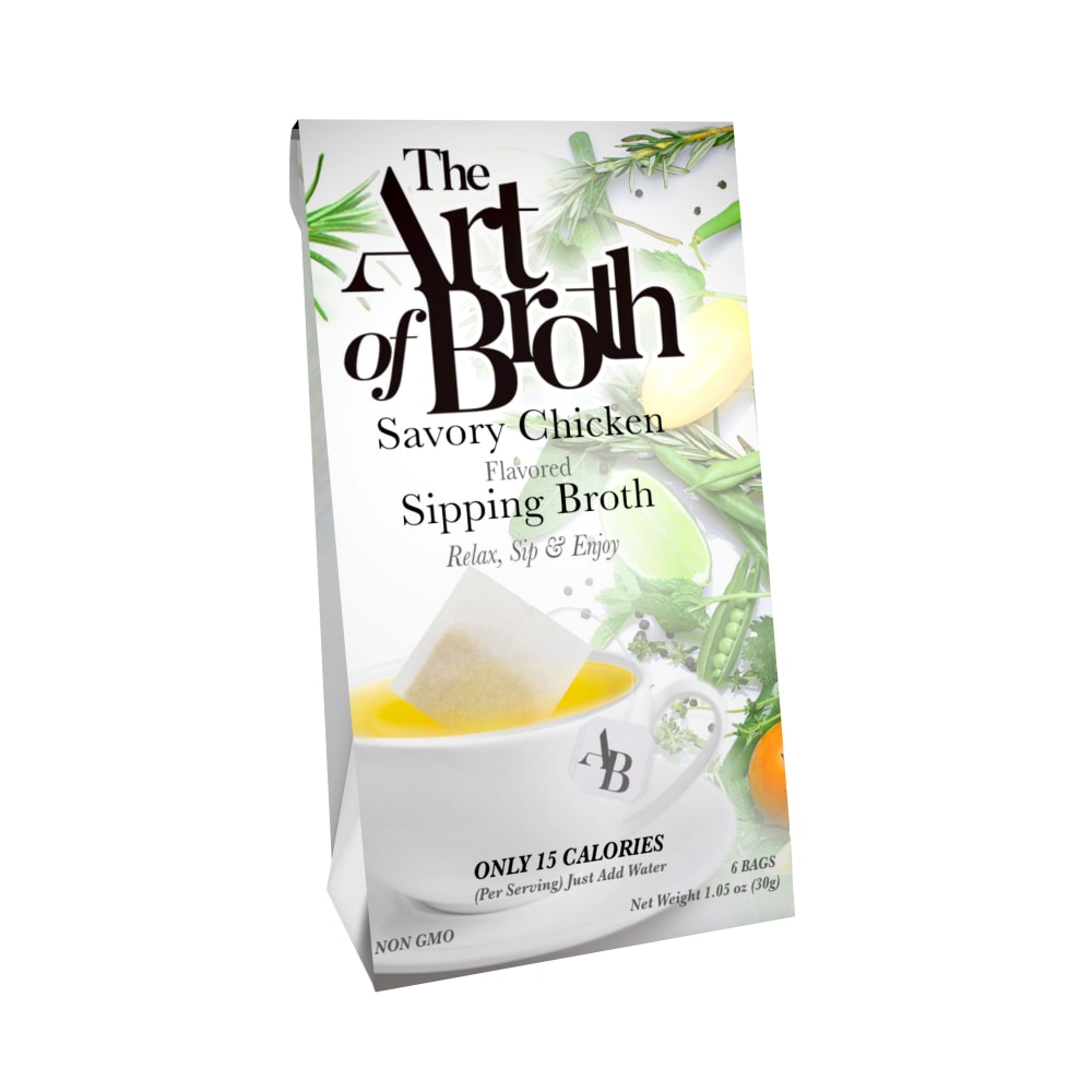 The Art of Broth Chicken Flavored Sipping Broth, Box Of 6 Bags MPN:1006