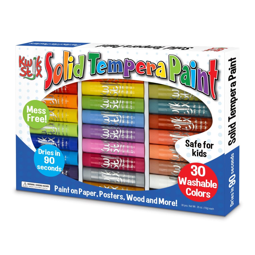 The Pencil Grip Kwik Stix Solid Tempera Paint Sticks, 10 mL, Assorted, Pack Of 30 Sticks MPN:TPG681