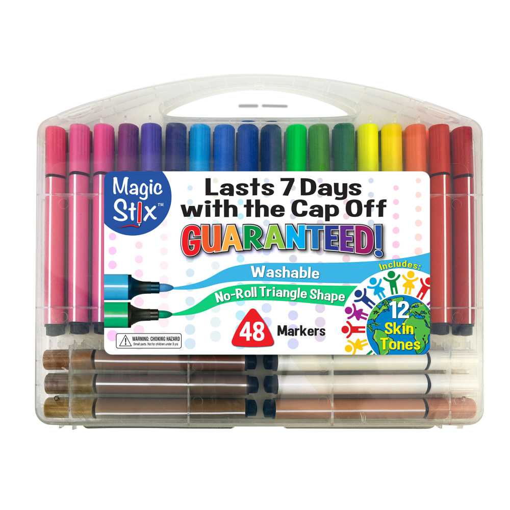 The Pencil Grip Triangular Magic Stix Markers, Bullet Point, Assorted Colors, Pack Of 48 Markers MPN:TPG390