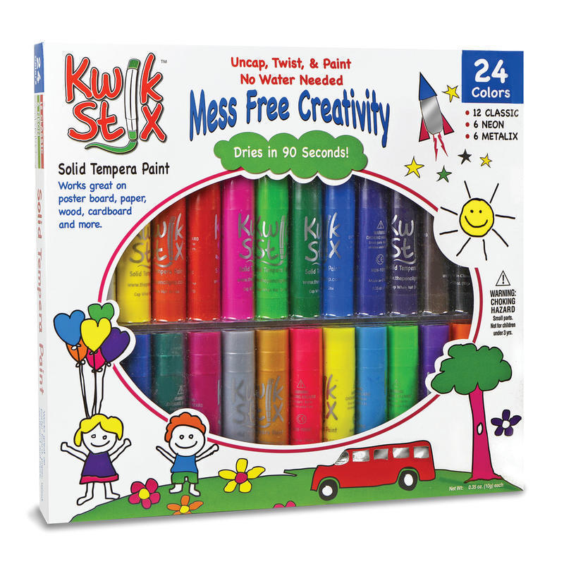 The Pencil Grip Kwik Stix Solid Tempera Paint Sticks, 10.35 mL, Assorted Colors, Set Of 24 Sticks MPN:TPG604