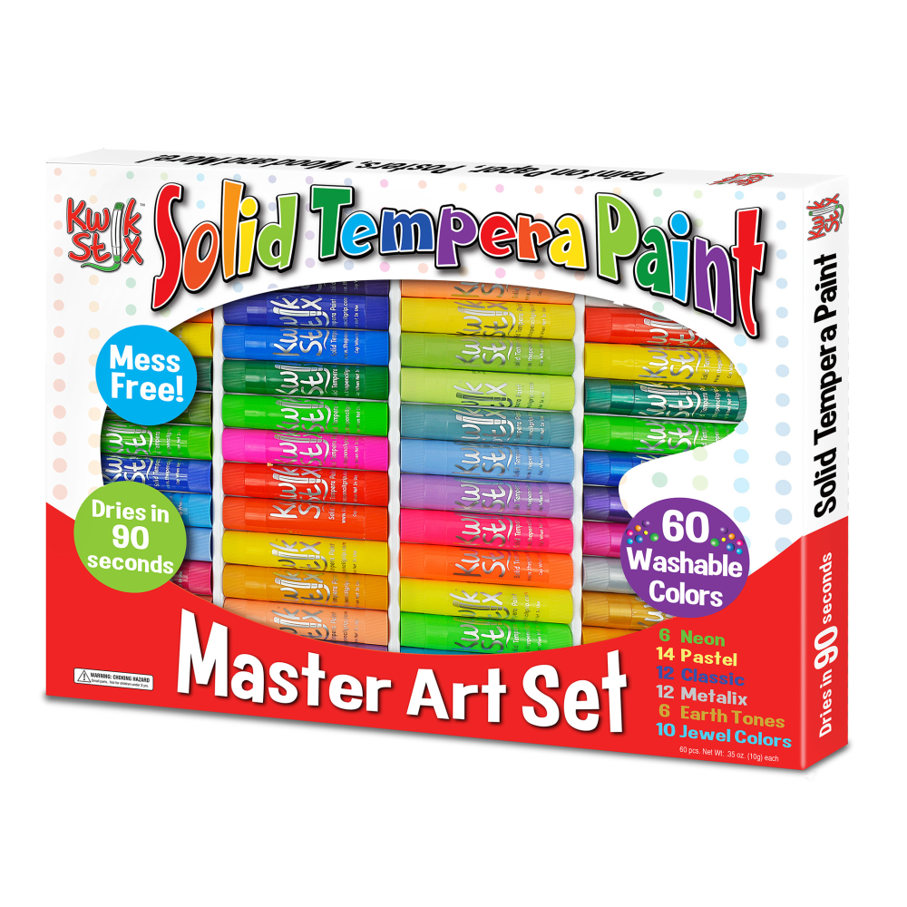 The Pencil Grip Kwik Stix Solid Tempera Paint Sticks, 10 mL, Assorted Colors, Pack Of 60 Sticks MPN:TPG690
