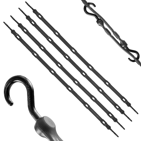 36 in Heavy Duty Adjustable Poly Strap with Nylon Hooks, Black, 4-Count MPN:AS36BK4PK